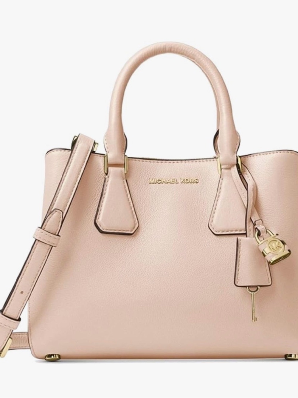 Michael Kors Blush Pink Leather Satchel with Gold Hardware